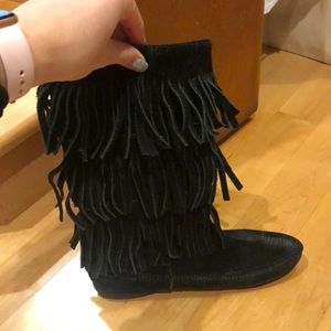 Black Fringe Boots
